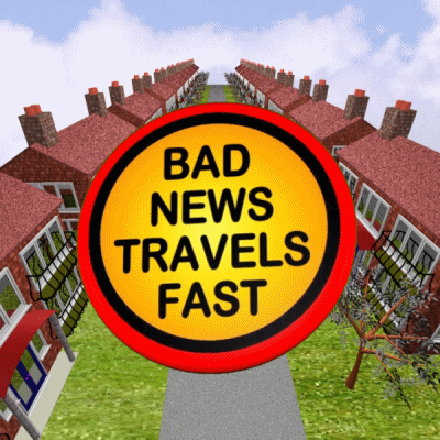 Bad News Travels Fast Sign GIF
