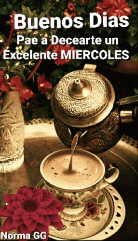 A Sign That Says Buenos Dias Pae A Decearte Un Excelente Miercoles On It GIF