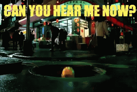 A Sign That Says " Can You Hear Me Now " In Yellow GIF
