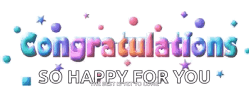 A Sign That Says Congratulations So Happy For You With Stars GIF
