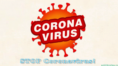 A Sign That Says Corona Virus With A Face Mask In Front Of It GIF