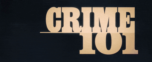 A Sign That Says Crime 101 On A Dark Background GIF