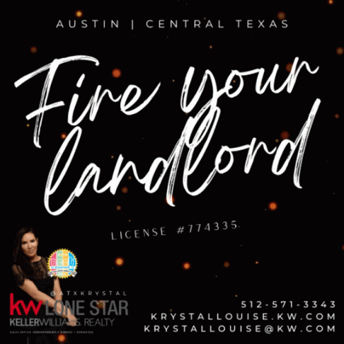 A Sign That Says Fire Your Landlord In White Letters GIF