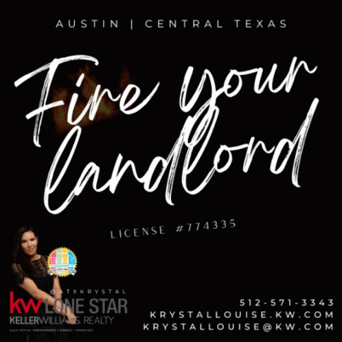 A Sign That Says Fire Your Landlord With A Woman GIF