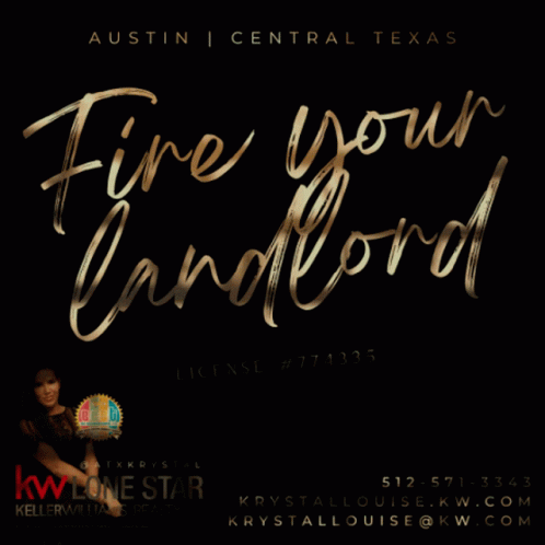 A Sign That Says Fire Your Landlord With A Woman On It GIF