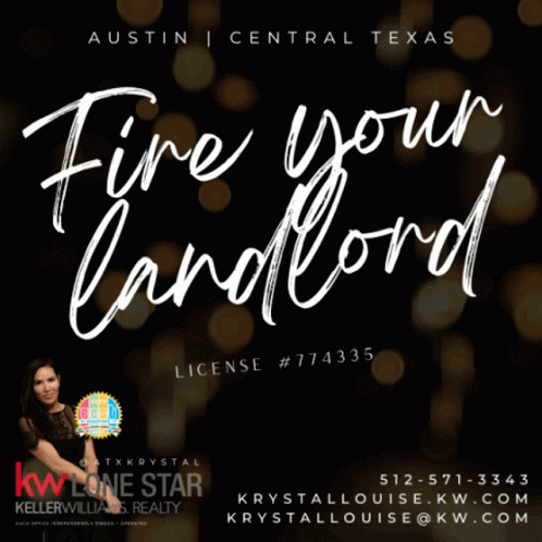 A Sign That Says Fire Your Landlord With A Woman On It GIF