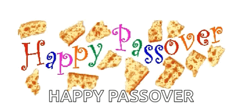 A Sign That Says Happy Passover With A Bunch Of Crackers GIF