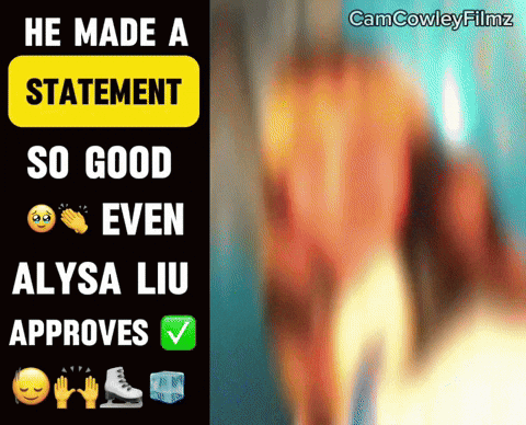 A Sign That Says He Made A Statement So Good Even Alysa Liu Approves GIF