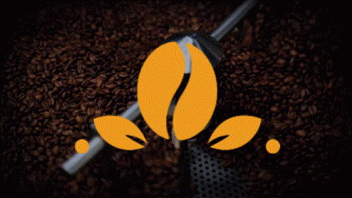 A Sign That Says Home Blend Coffee With A Coffee Bean And Leaves GIF