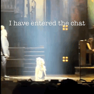 A Sign That Says I Have Entered The Chat On A Stage GIF