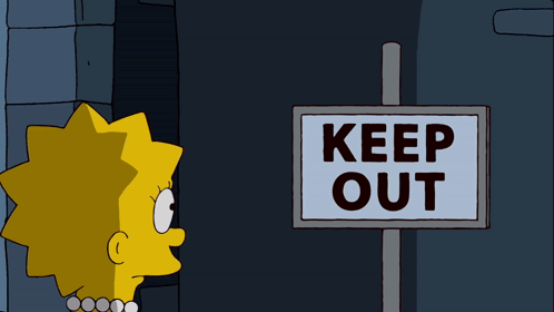 Keep Out Sign Next To Cartoon Character GIF