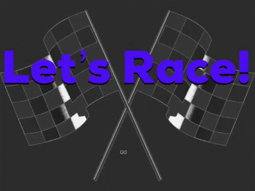 A Sign That Says Let 'S Race With Checkered Flags And The Number 30 GIF