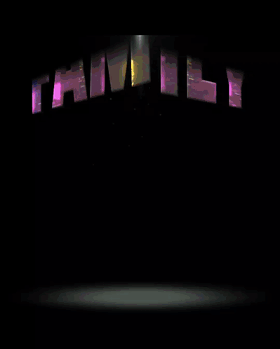 A Sign That Says Lockout Family In Purple And Pink Letters GIF