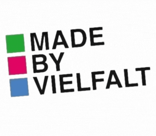 A Sign That Says Made By Vielfalt With A Red Heart GIF
