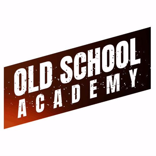 A Sign That Says Old School Academy Is On A White Background GIF