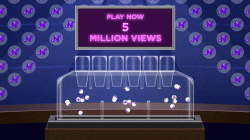 A Sign That Says Play Now 5 Million Views Is Above A Lottery Machine GIF