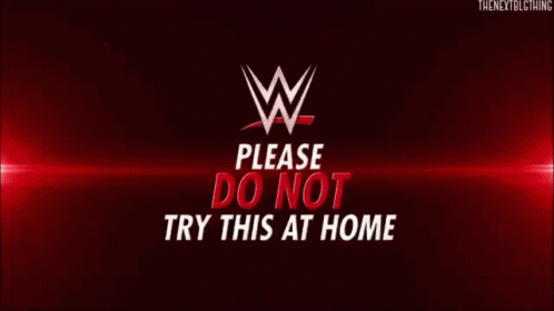 A Sign That Says Please Do Not Try This At Home On A Red Background GIF