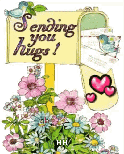 A Sign That Says " Sending You Hugs " On It GIF