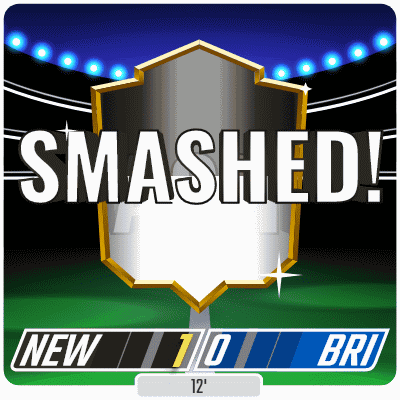 A Sign That Says Smashed With A Shield In The Middle GIF