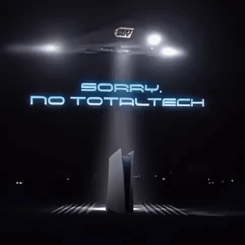 A Sign That Says " Sorry No Totaltech " Is Lit Up In The Dark GIF