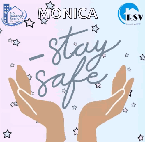 A Sign That Says " Stay Safe " With Two Hands Holding It GIF