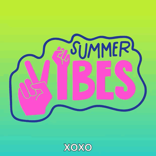 A Sign That Says " Summer Vibes " With A Peace Sign GIF