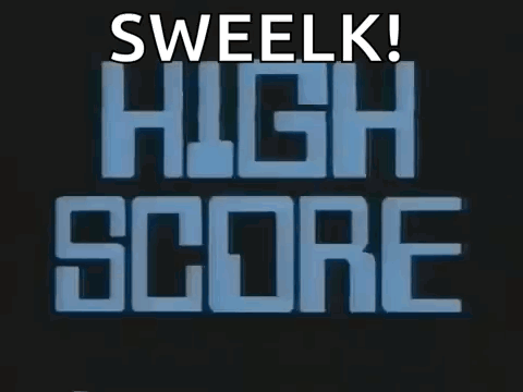 A Sign That Says Sweelk High Score In White Letters GIF