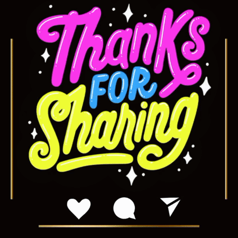 A Sign That Says Thanks For Sharing With A Hand Pointing GIF