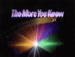 A Sign That Says " The More You Know " With A Star In The Background GIF