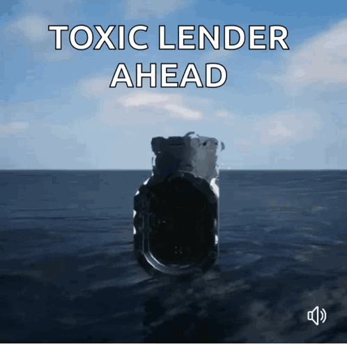 A Sign That Says Toxic Lender Ahead With A Sound Effect GIF