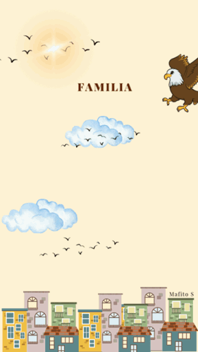 A Sign That Says Union De Estrellas Buenos Dias With An Eagle GIF