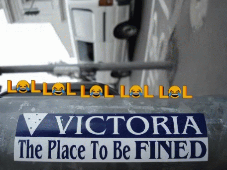 A Sign That Says Victoria The Place To Be Fined With Smiley Faces On It GIF