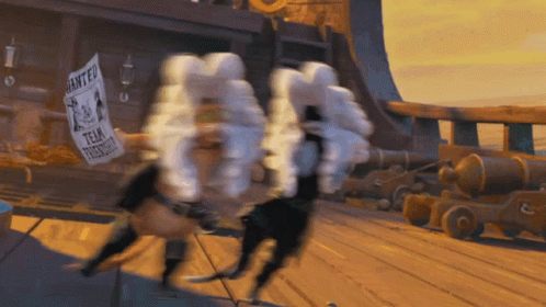 A Sign That Says ' Wanted ' On It Is Hanging From A Pirate Ship GIF