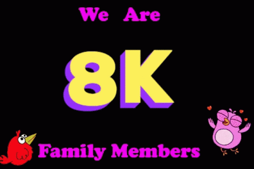 A Sign That Says We Are 8K Family Members With A Frog And An Owl GIF