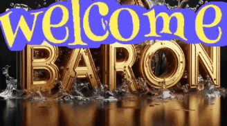 A Sign That Says Welcome Baron Is Surrounded By Water GIF