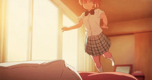 A Silent Voice Diving Into Bed GIF