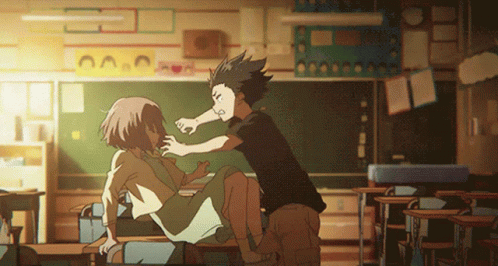 A Silent Voice Shouko Nishimiya Fighting Shoya Ishida GIF