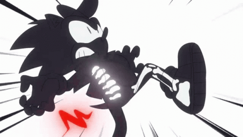 A Silhouette Of A Cartoon Character With A Red Lightning Bolt GIF