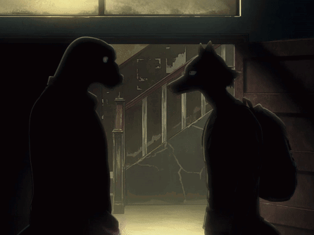 A Silhouette Of A Dog And A Silhouette Of A Horse Are Standing Next To Each Other GIF