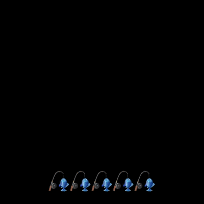 A Silhouette Of A Fish With Fishing Rods Attached To It 'S Mouth . GIF