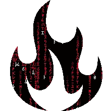 a silhouette of a flame with chinese characters on it