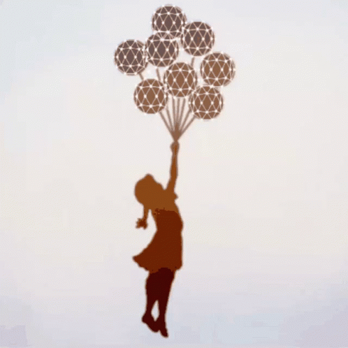 A Silhouette Of A Girl Holding A Bunch Of Balls GIF