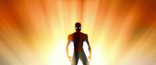 A Silhouette Of A Man In A Spiderman Suit GIF
