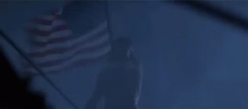 A Silhouette Of A Man Standing In Front Of An American Flag With The Words You Call This A Below Him GIF