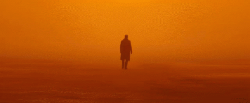 A Silhouette Of A Man Walking In A Foggy Desert GIF
