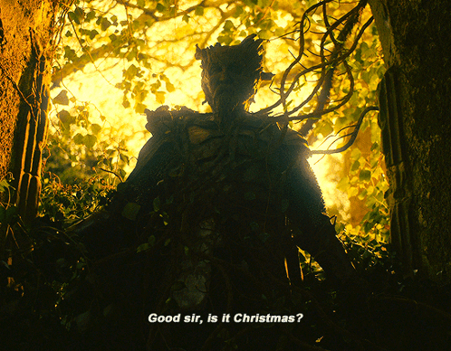 A Silhouette Of A Man With The Words Good Sir Is It Christmas On The Bottom GIF