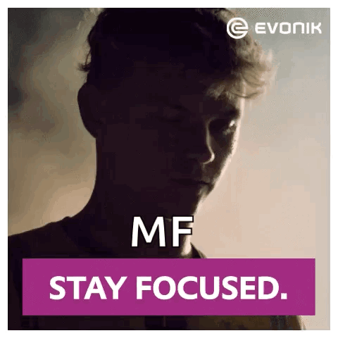 A Silhouette Of A Man With The Words `` Mf Stay Focused '' Written On It . GIF