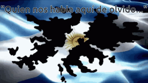 A Silhouette Of A Map With The Words " Quien Nos Habla Aqui De Olvido " Below It GIF