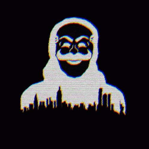 A Silhouette Of A Monkey With A Hood And A City Skyline In The Background GIF