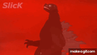 A Silhouette Of A Monster On A Red Background With The Words Slick Below It GIF